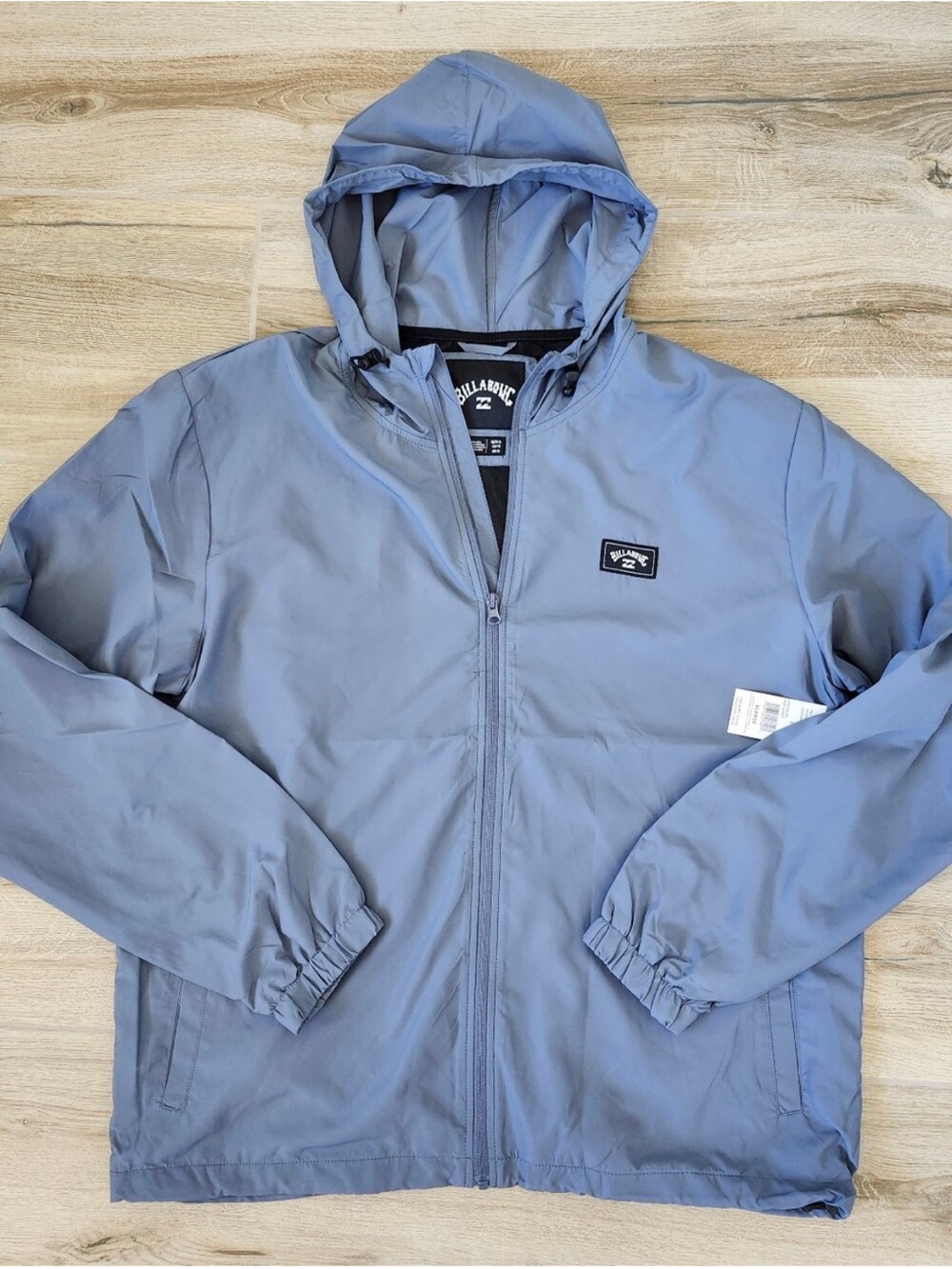 Billabong Men's Hooded Windbreaker Jacket in Light Blue